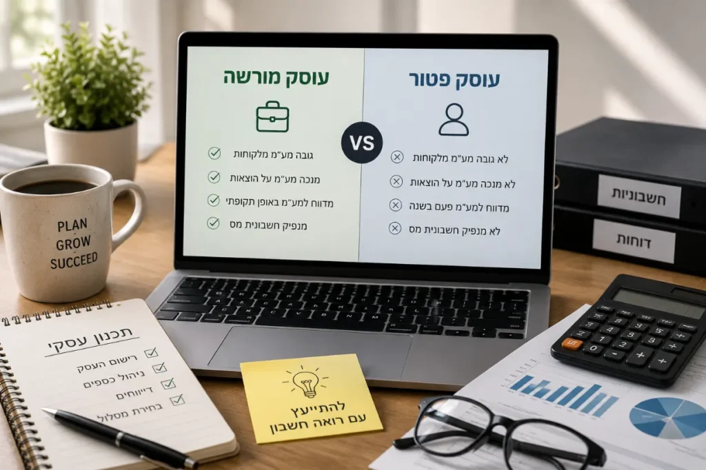 ההבדלים בין וסק פטור או עוסק מורשה