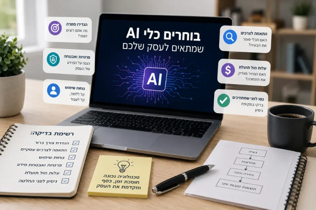 משרד מודרני עם ממשק AI