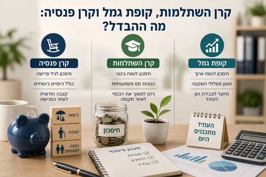 קרן השתלמות, קופת גמל וקרן פנסיה
